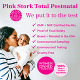 A woman holding her baby and kissing them on the cheek. Pink Stork Total Postnatal.