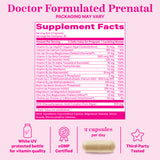 Pink Stork Total Prenatal 60ct Berry Scented supplement facts panel.