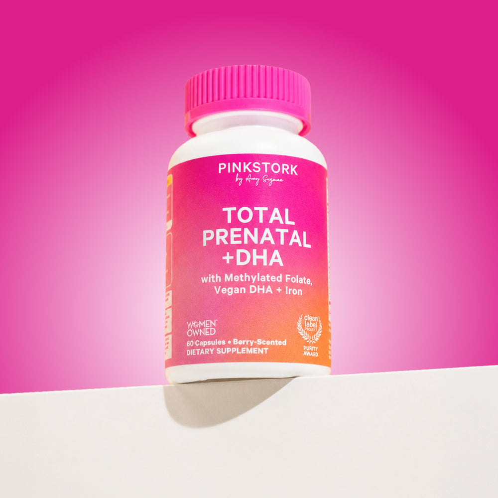 Total Prenatal Bottle with dark pink background 