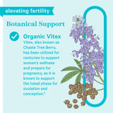 Elevating Fertility. Botanical Support. Organic Vitex: Vitex, also known as Chaste Tree Berry, has been utilized for centuries to support women's wellness and prepare for pregnancy, as it is known to support the luteal phase for ovulation and conception. 