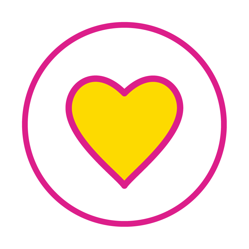 Heart in a circle icon.