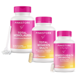 Pink Stork Wellness Regimen - Total Monolaurin, Total Women's Multi, and Women's Health Probiotic.