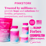 Group of Pink Stork Fertility products. List of press Pink Stork has been featured in.