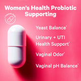 A close up of a Women's Health Probiotic capsule.