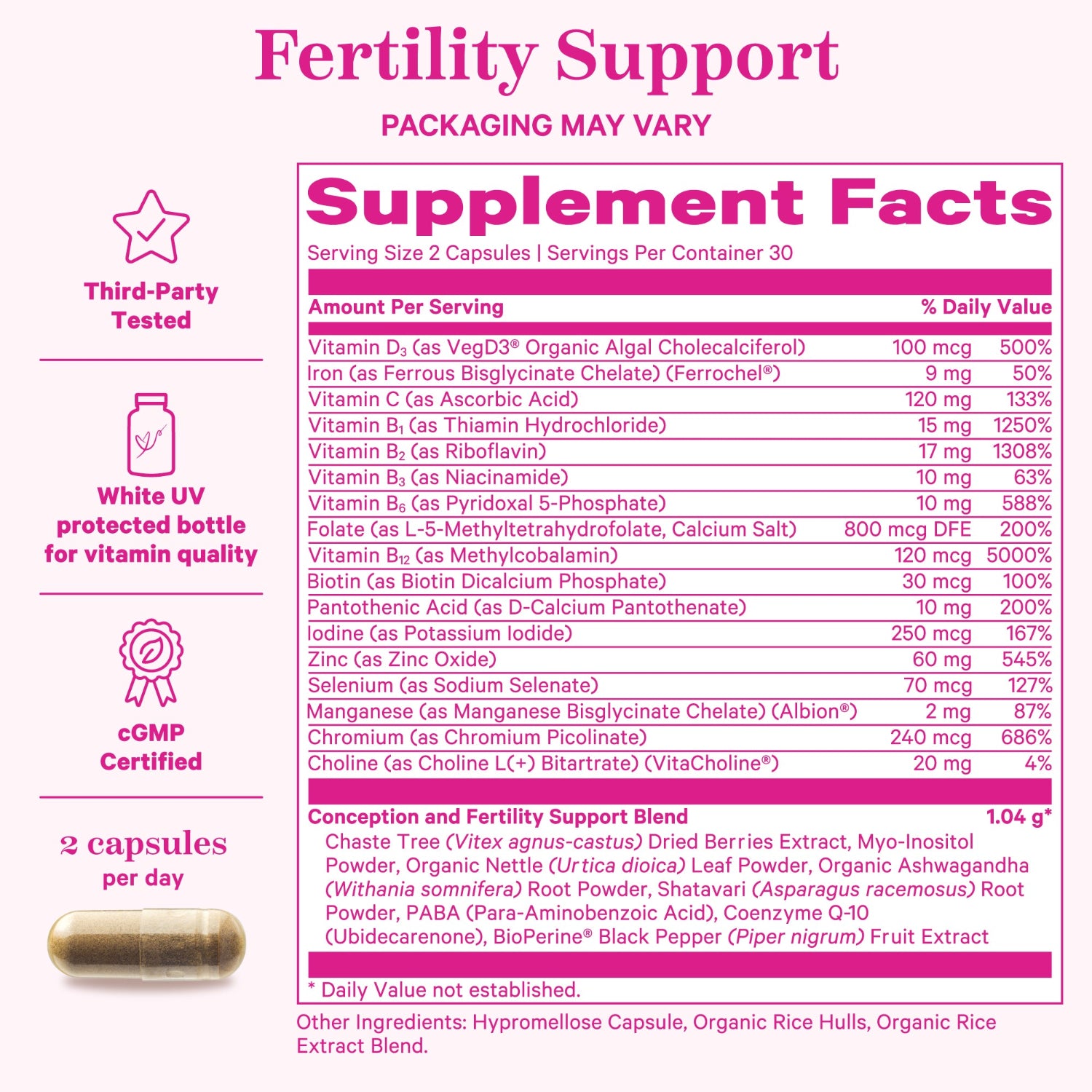 fertility support supplement facts