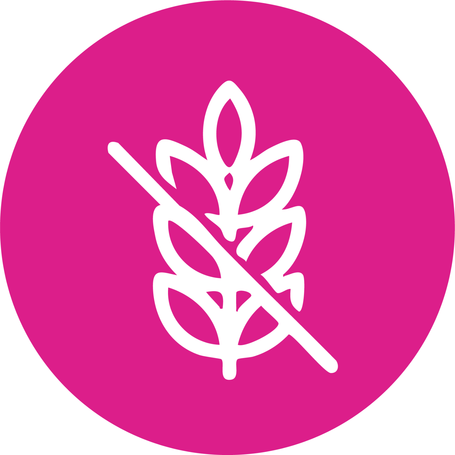 White gluten-free symbol on a pink circle