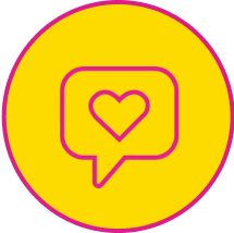 Icon of a notification bubble or speech bubble with a heart in it