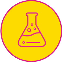 Icon of a beaker full of lightly bubbling liquid