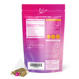 The back of smooth vanilla lactation tea with a sachet.