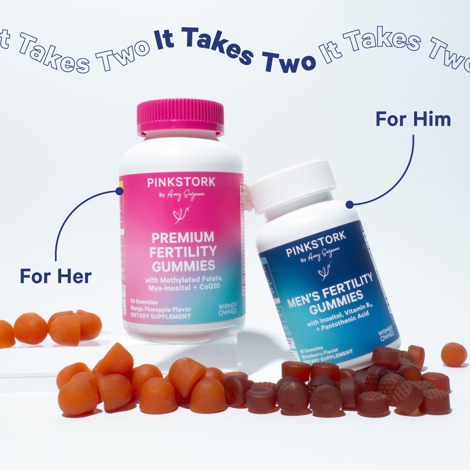 Men's Fertility Gummies and premium fertility gummies side by side