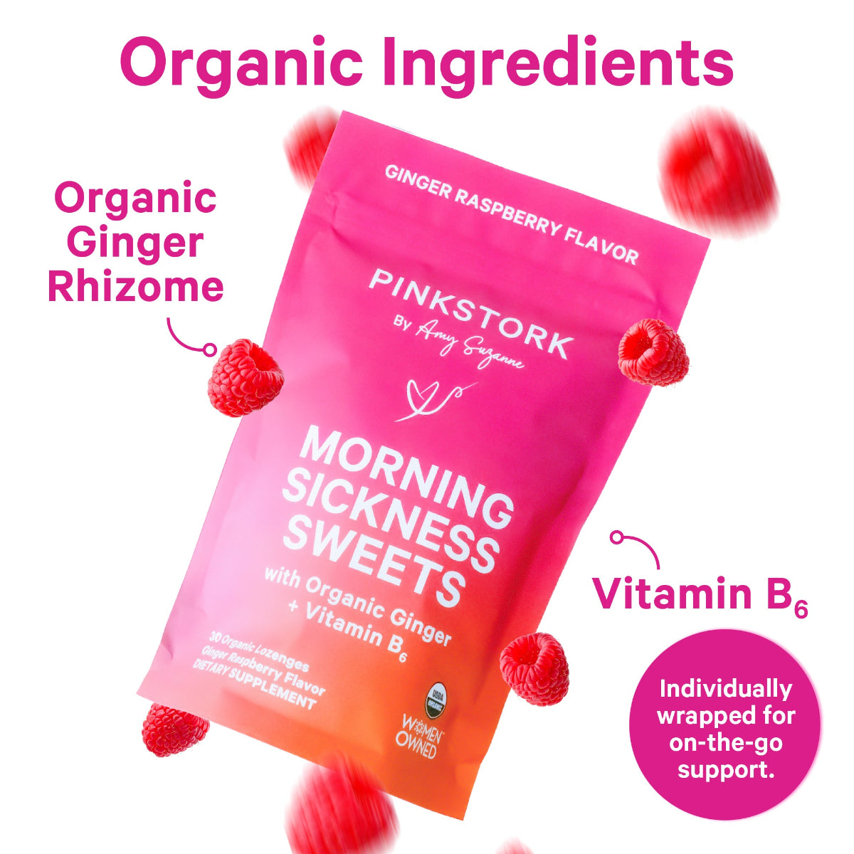 Organic Ingredients: Organic Ginger Rhizome and Vitamin B6.