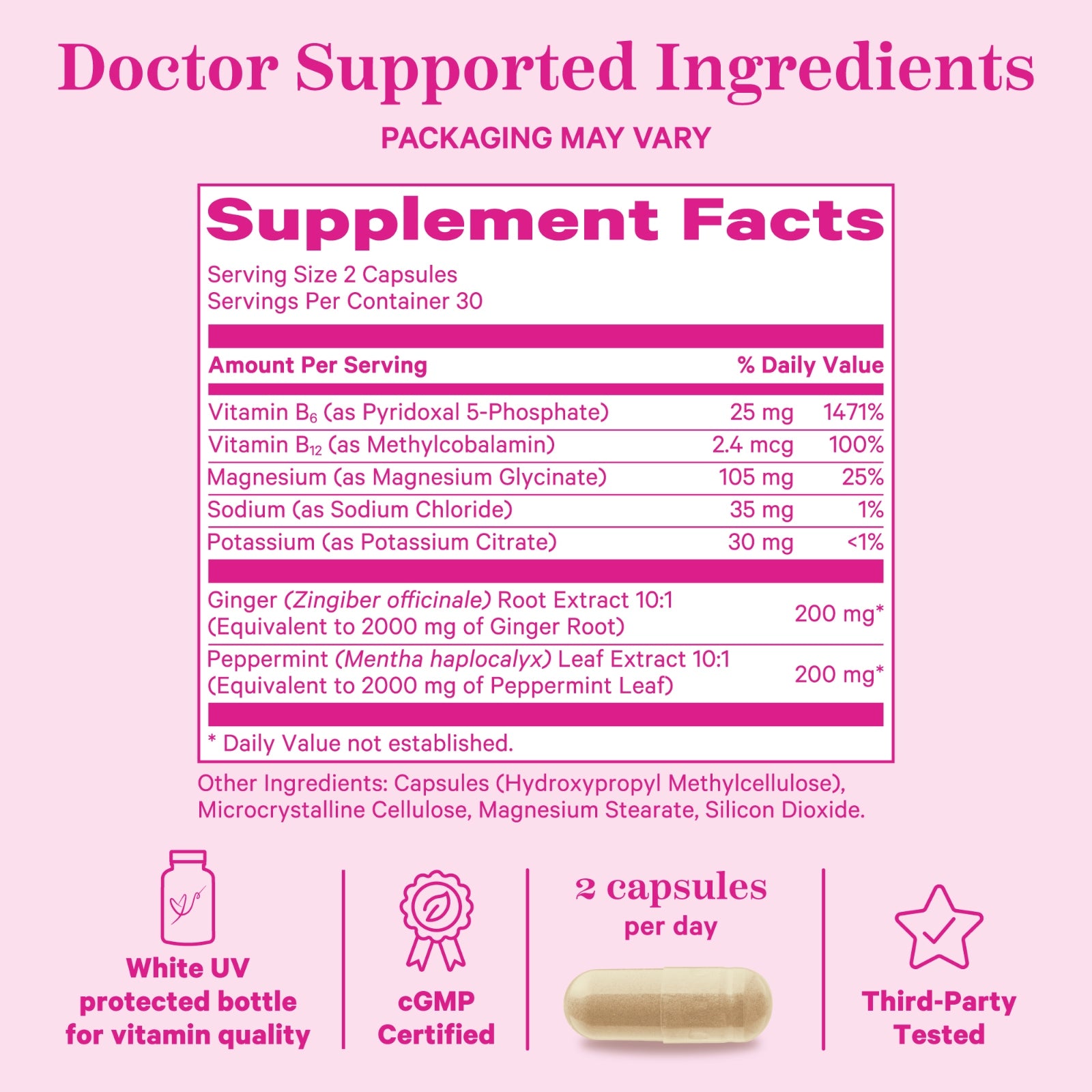 Nausea support supplement facts