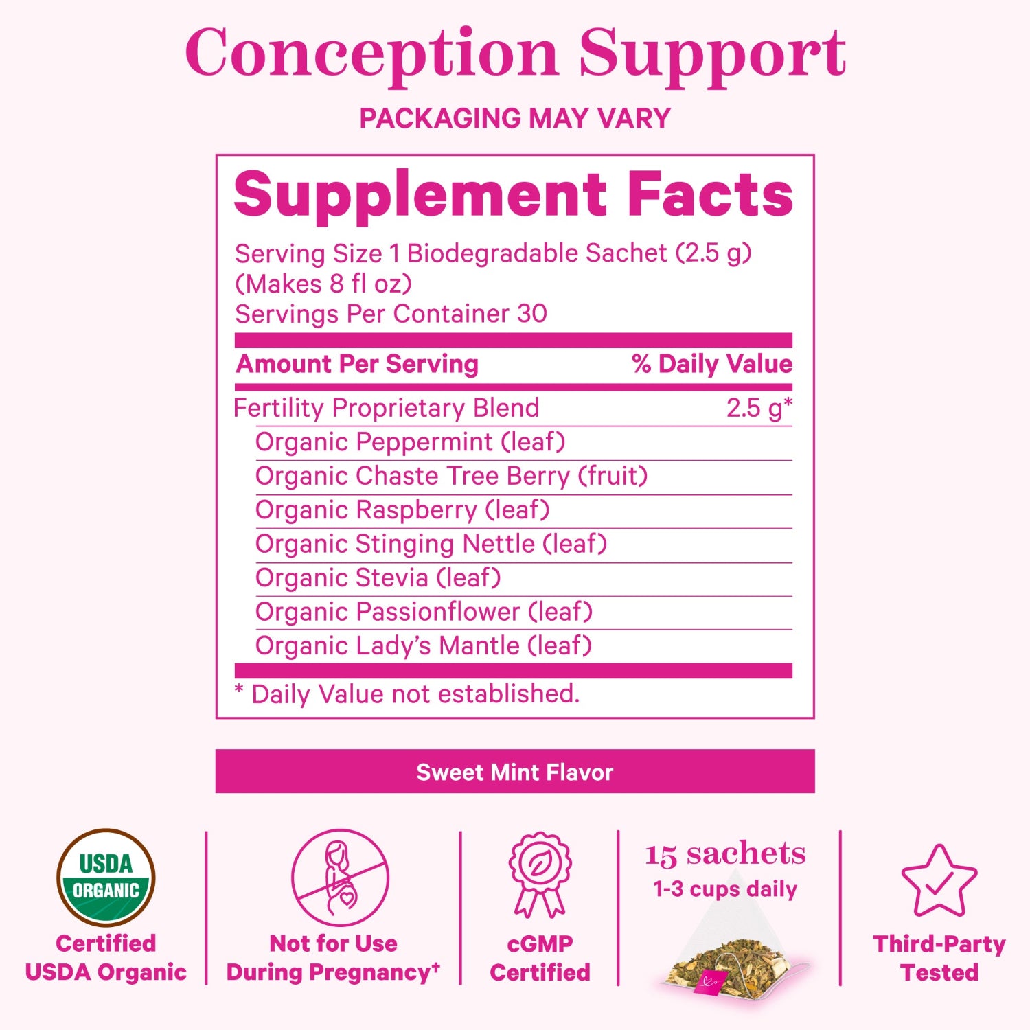 sweet mint fertility tea supplement facts