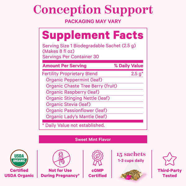 sweet mint fertility tea supplement facts