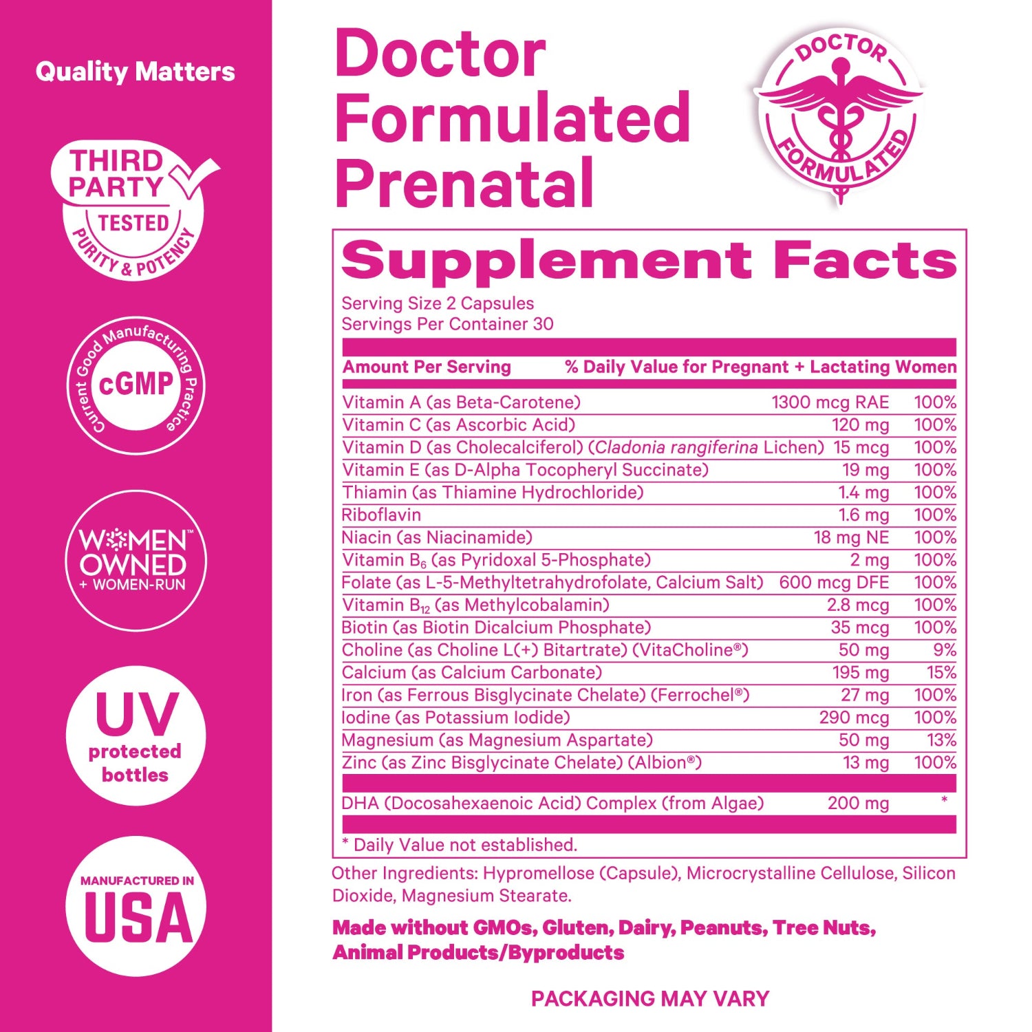 Doctor Formulated Prenatal Supplement Facts