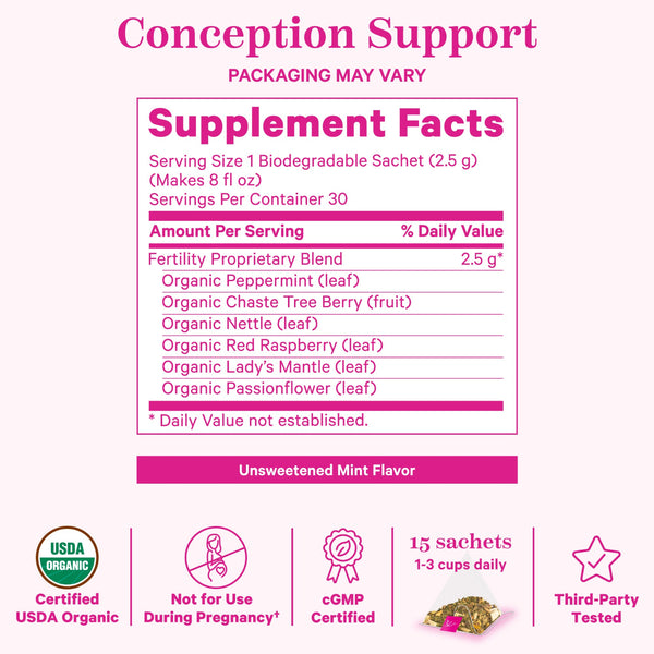 unsweetened mint fertility tea supplement facts