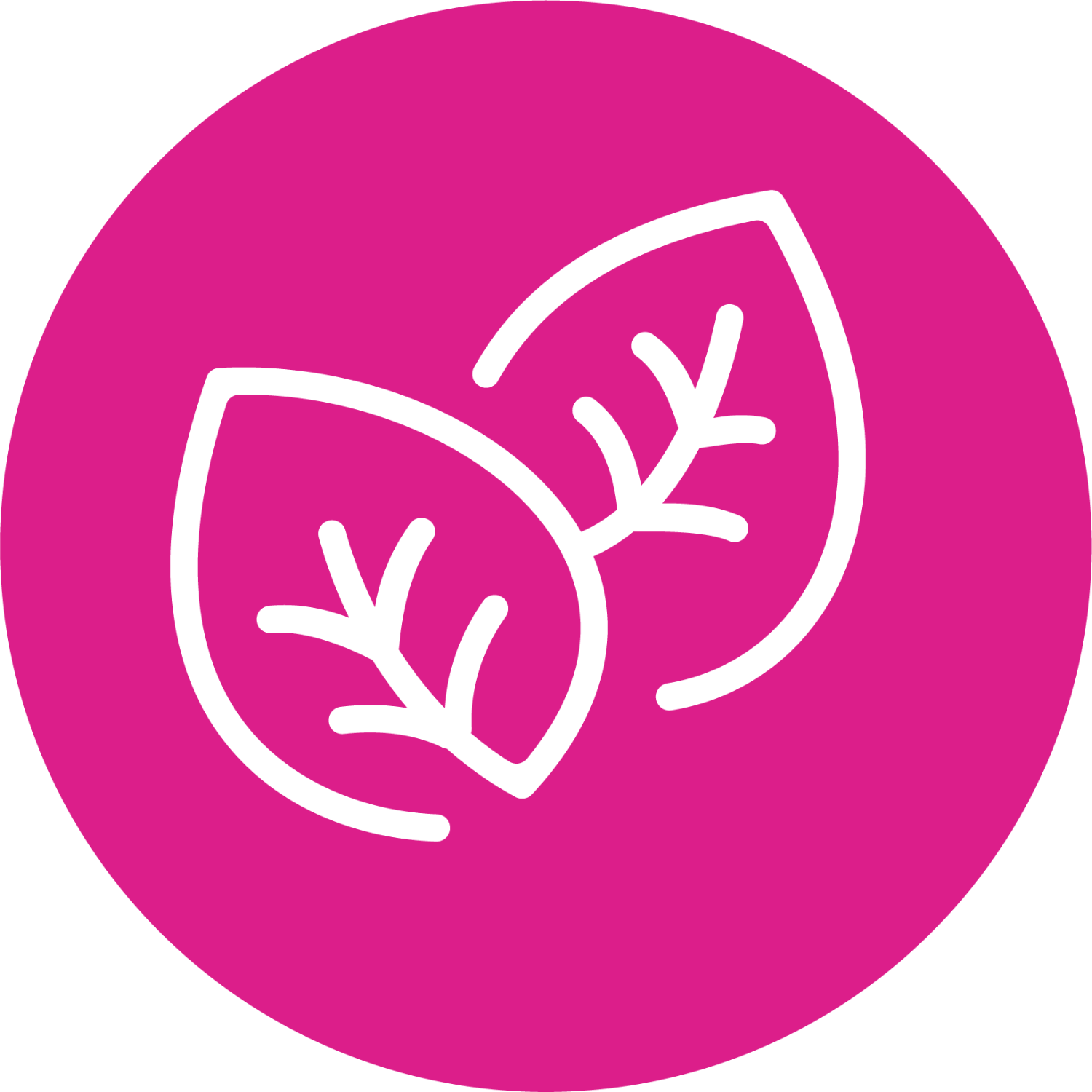 White icon of a fruit on a pink circle